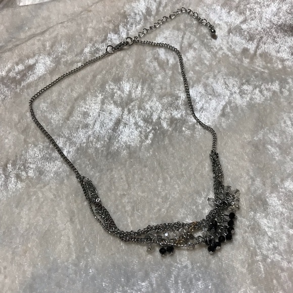 FREE Maurices Silver Beaded Necklace Clear Black Bead EUC Multi Layered Everyday - Picture 4 of 4
